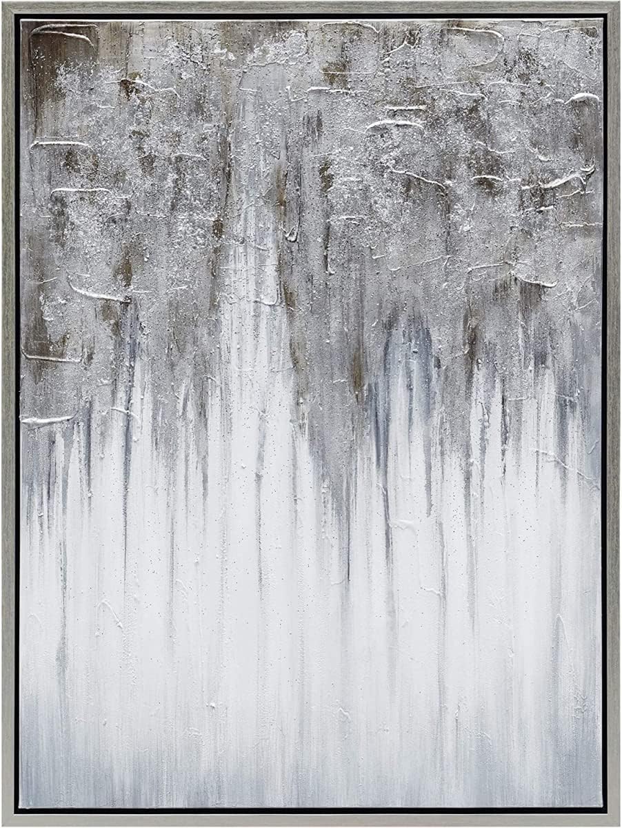 Empire Art Direct Abstract Wall Art Textured Hand Painted Canvas by Martin Edwards, Champagne Frame, 40' x 30', Iceberg