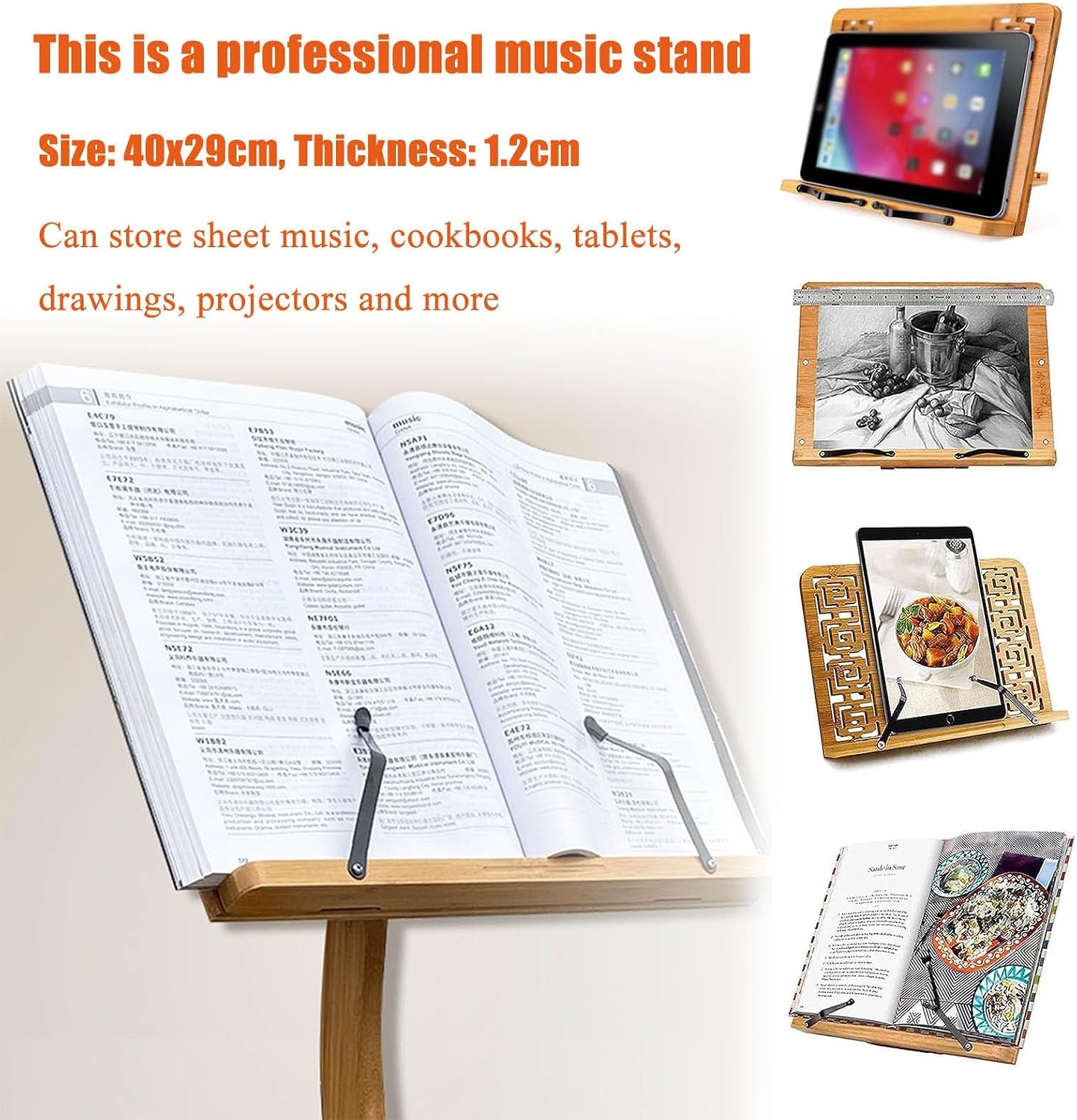 Sheet Music Stand, Professional Music Book Holder, Sturdy Guitar Violin Music Stand, Wood Station for Conductors, 340° Flip Design, for Reading & Desk & Display,