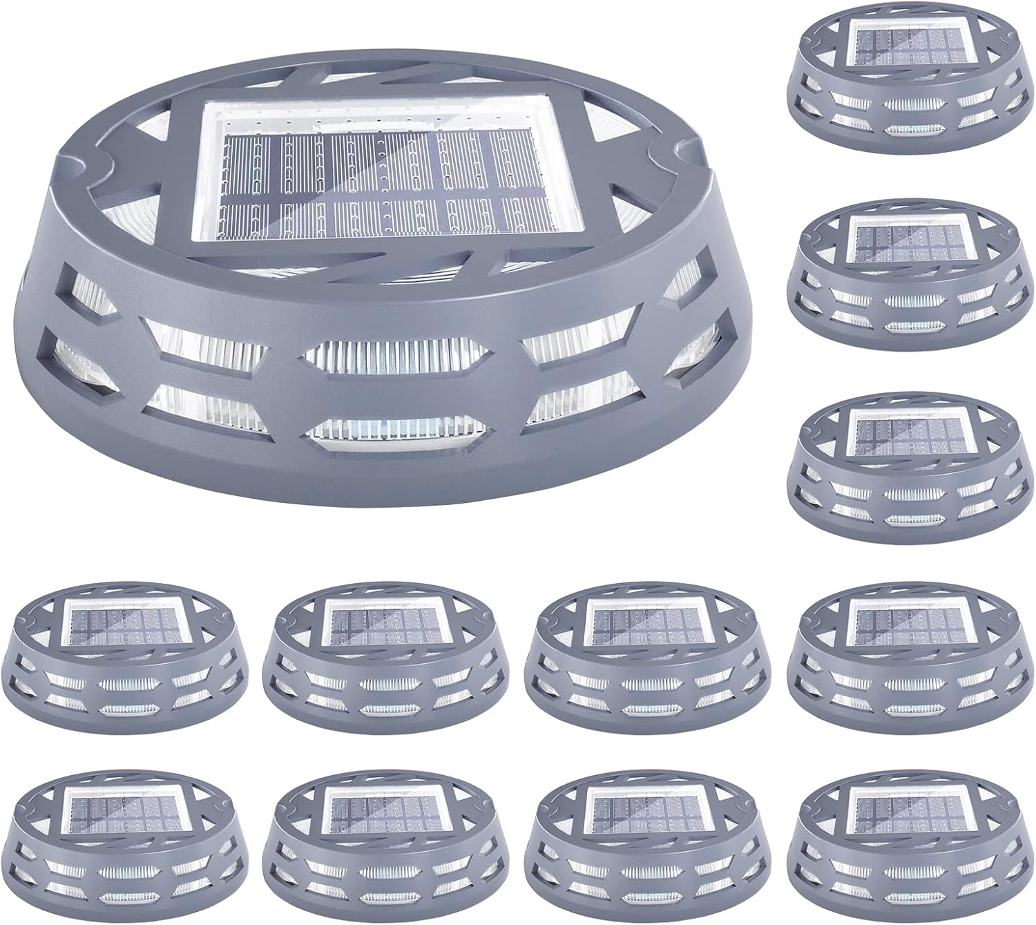 Solar Deck Lights Outdoor Driveway Marker Dock LED Light,3 Lighting Modes,Warm/Bright White and Blue IP67 Waterproof Road Markers for Driveway Sidewalk Garden Pathway Yard