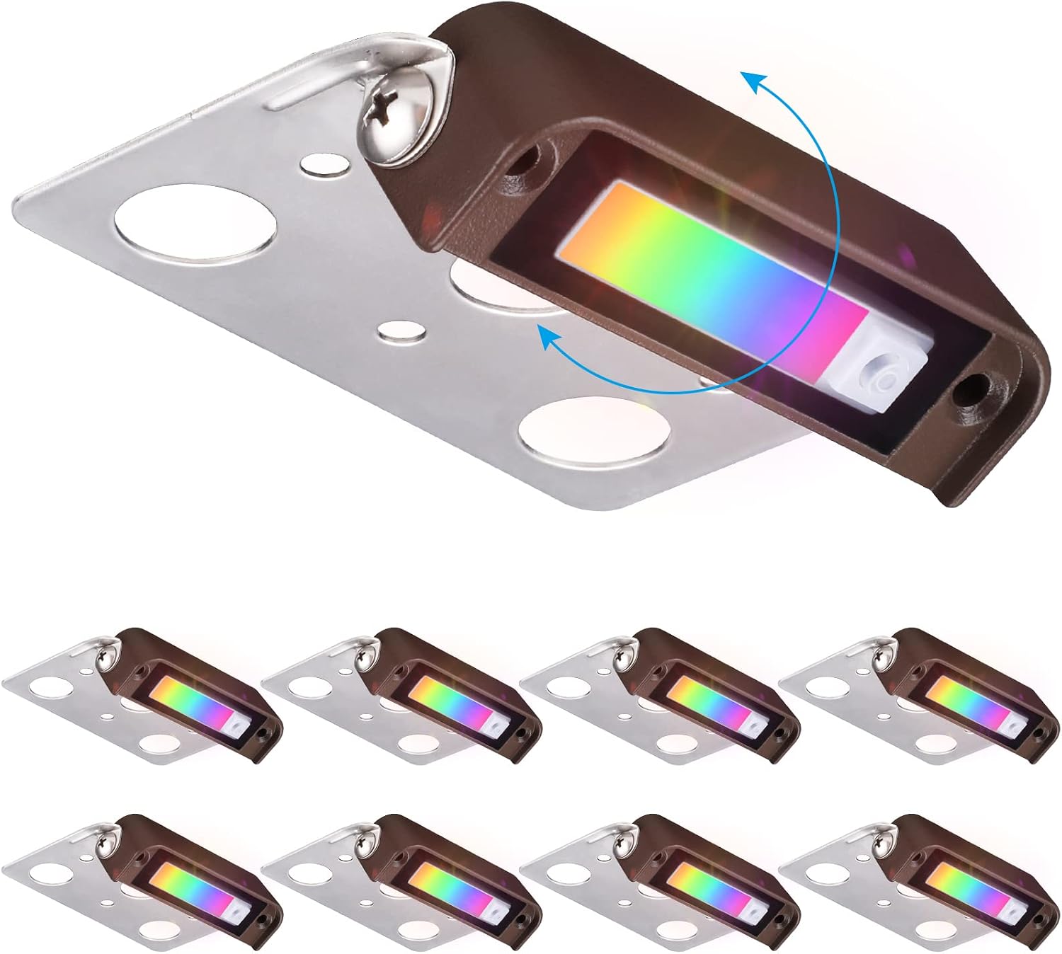LEONLITE 8-Pack Premium Series RGB 4 Inch 1W LED Retaining Wall Lights Swivel, Color Changing Hardscape Lighting Low Voltage, 12V-24V AC/DC LED Landscape Hardscape Paver Light, Outdoor Step Light, ETL