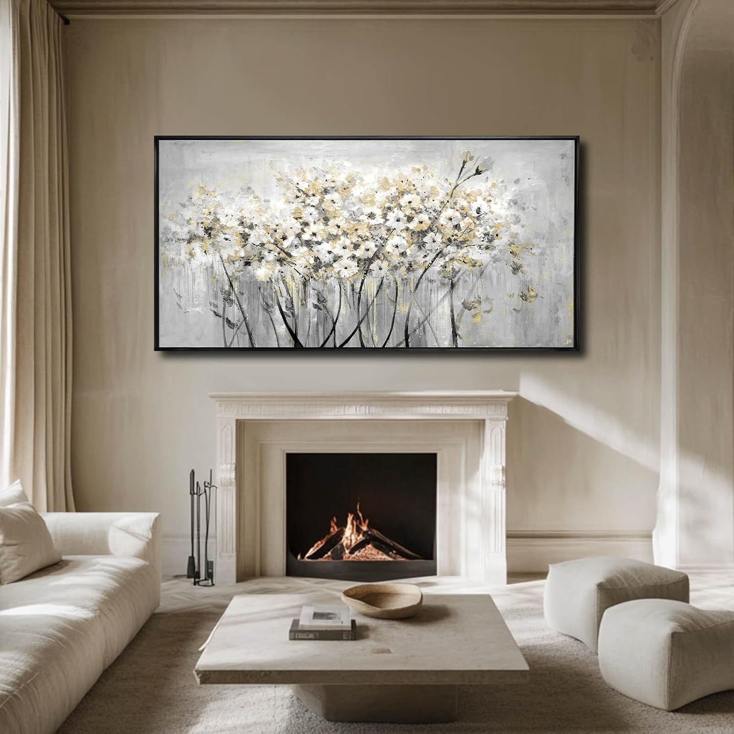 VAYIMDH Green Wall Art Flowers Wall Decor Floral Paintings Extra Large Artwork Arts Nature Pictures for Home Office 36'x70'