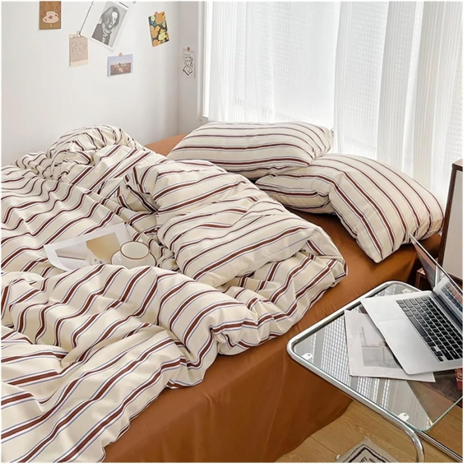 ADovz Pure Cotton Duvet Cover Bed Sheet Pillow Case 4pcs Bedding Set Soft Comforter Quilt Cover Sleeping Naked Bed Linen,Bed Sheets, FH-762
