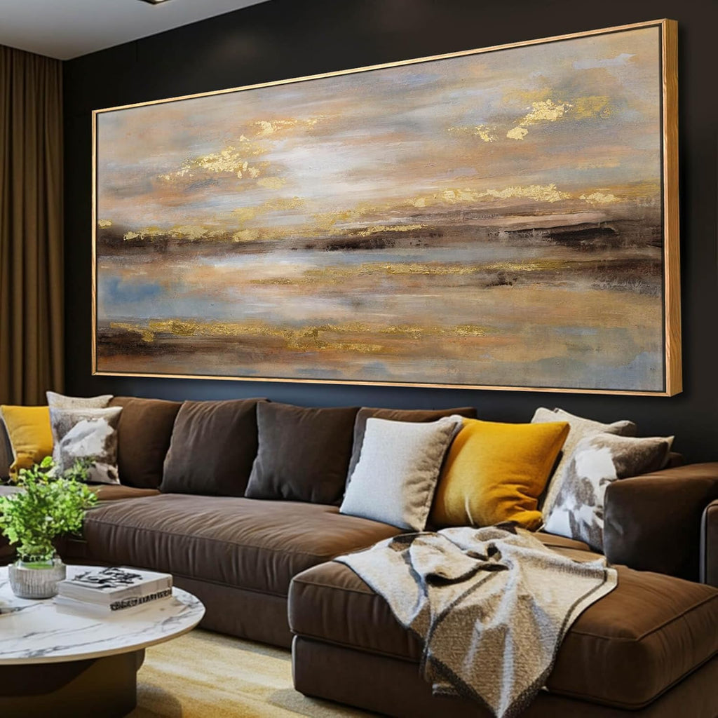 Large Framed Artwork for Living Room Abstract Bedroom Wall Art Gold Abstract Wall Decor Office Home Decor 29'x 58' Canvas Painting Wall Hanging