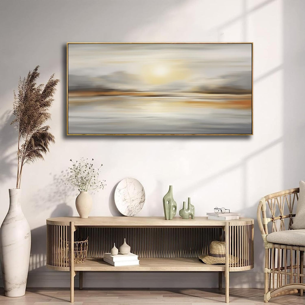 Framed Wall Art Abstract Seascape Canvas Printing Wall Decor Artwork for Living Room Bedroom Dining Room Home Office Decor 24'x48'