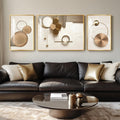 Extra Large Modern Luxury Gold Framed Wall Art for Living Room, 3 Piece Glam Bright Art Prints Paintings Artwork for Walls, Contemporary Bronze Geometric Pictures for Hallway Stair Office Wall Decor