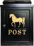 Wall Mount Mailbox for Outside, Rust-Proof Hanging Secured Postbox, Lockable Mailbox Security Lockbox Outdoor Retro Aluminum Post Box Secure(Gold)