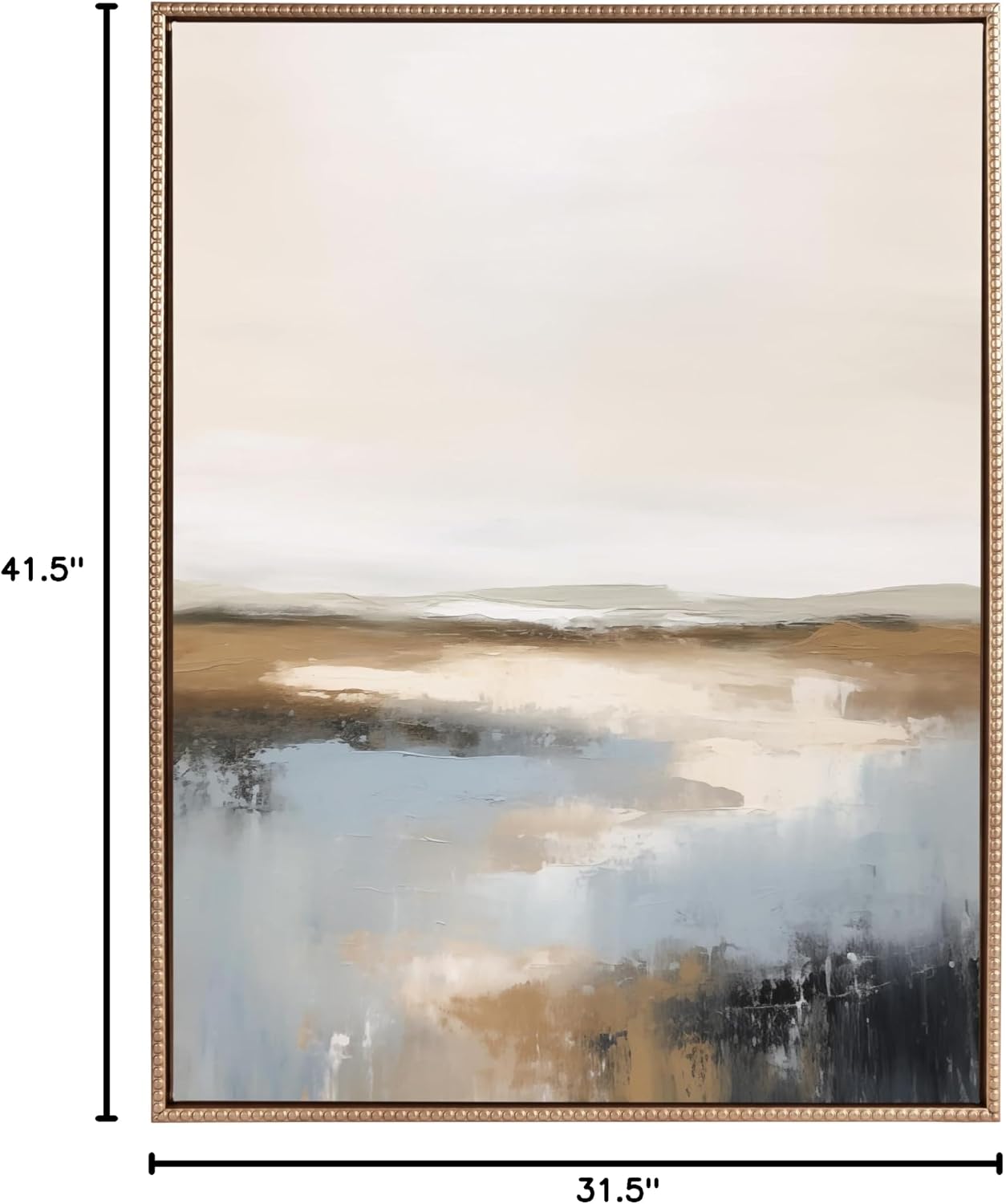 Kate and Laurel Sylvie Beaded Idyllic Retreat Vintage Framed Canvas Wall Art by Amy Lighthall, 18x24 White, Abstract Watercolor Landscape Art for Wall