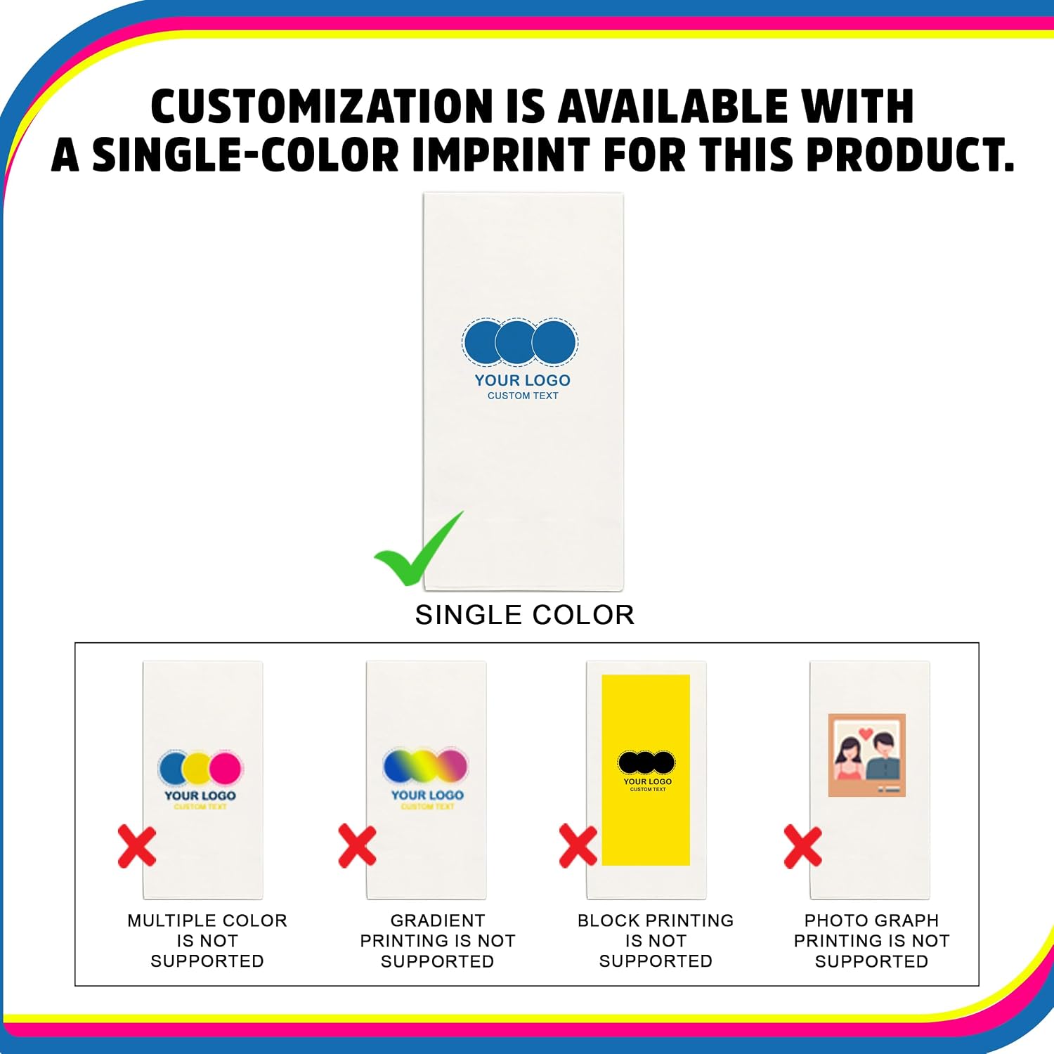 Personalized One-Color Imprint Dinner Napkins for Parties, Events, and Restaurants
