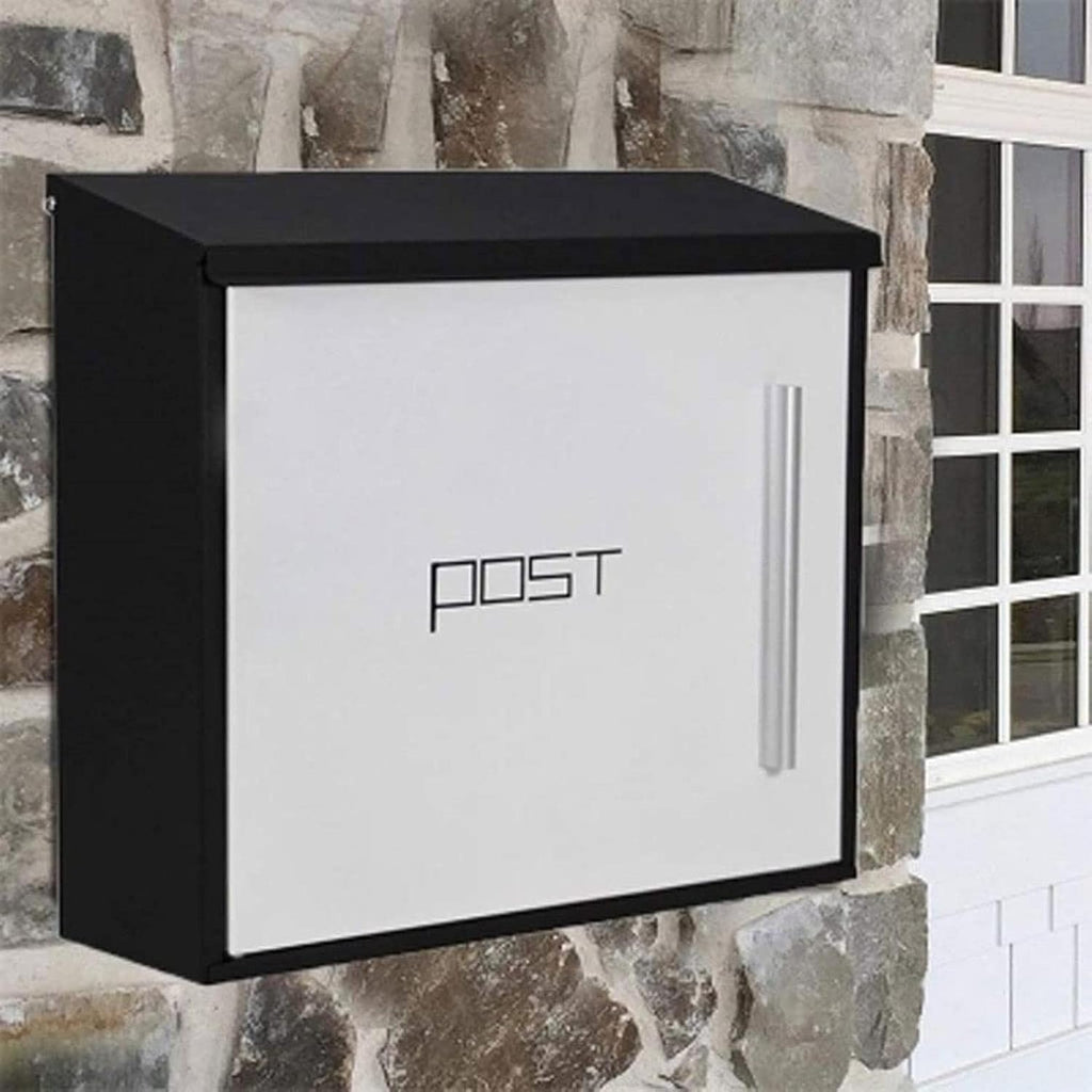 Red & Rust Post Box, Aged Vintage Inspired Shabby Chic Large Metal Mailbox, Wall Mounted Design (Color : D)