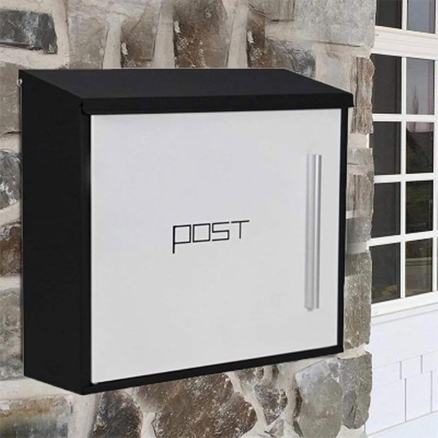 Red & Rust Post Box, Aged Vintage Inspired Shabby Chic Large Metal Mailbox, Wall Mounted Design (Color : D)