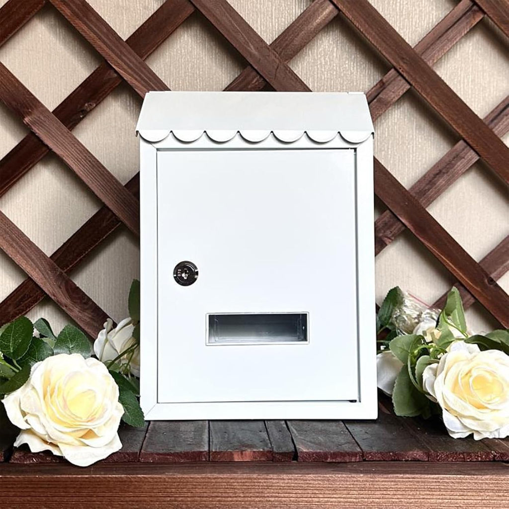Wall Mount Mailbox Metal Mailbox, Mailboxes, Locking Mailbox, Wall Mount with Lock Mailboxes Hanging Post Box for Key Office Outdoor Garden