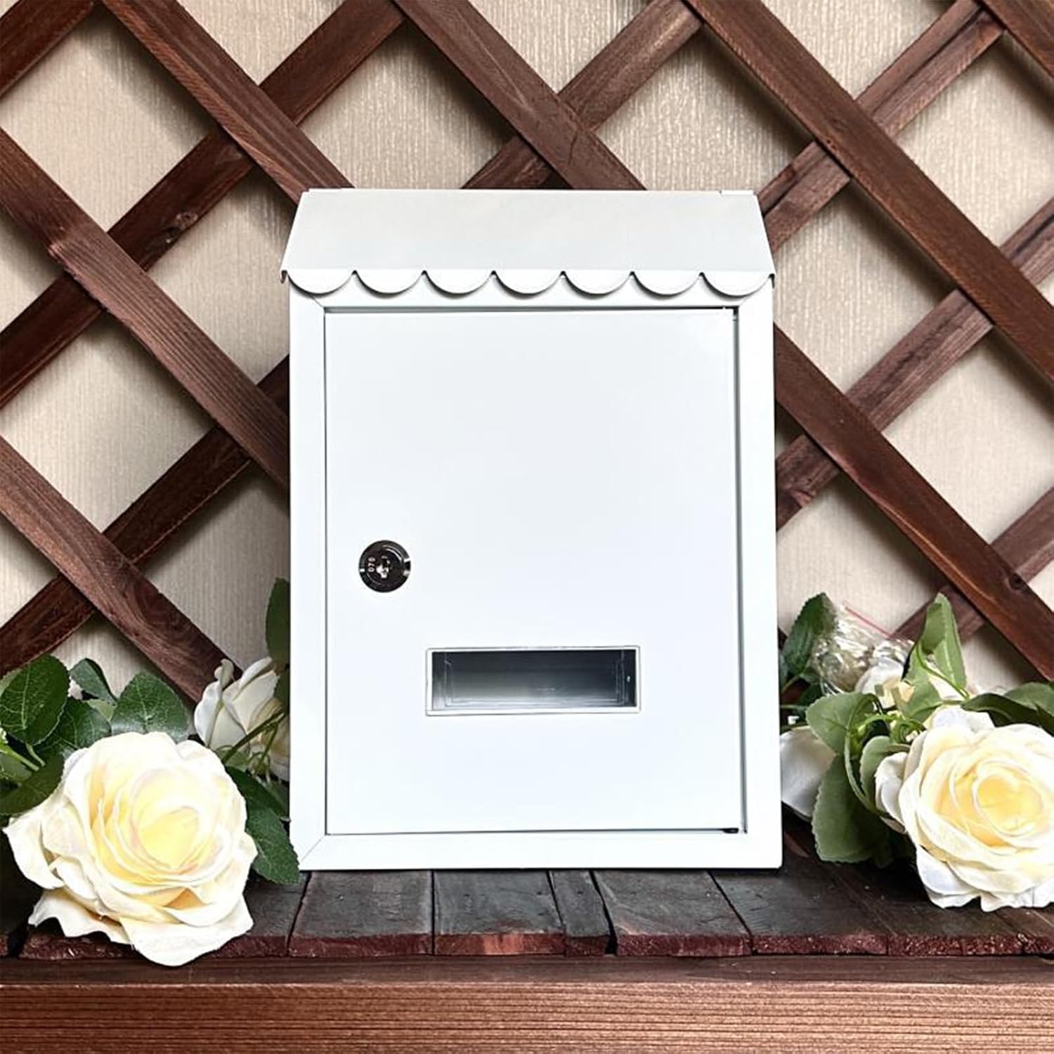Wall Mount Mailbox Metal Mailbox, Mailboxes, Locking Mailbox, Wall Mount with Lock Mailboxes Hanging Post Box for Key Office Outdoor Garden