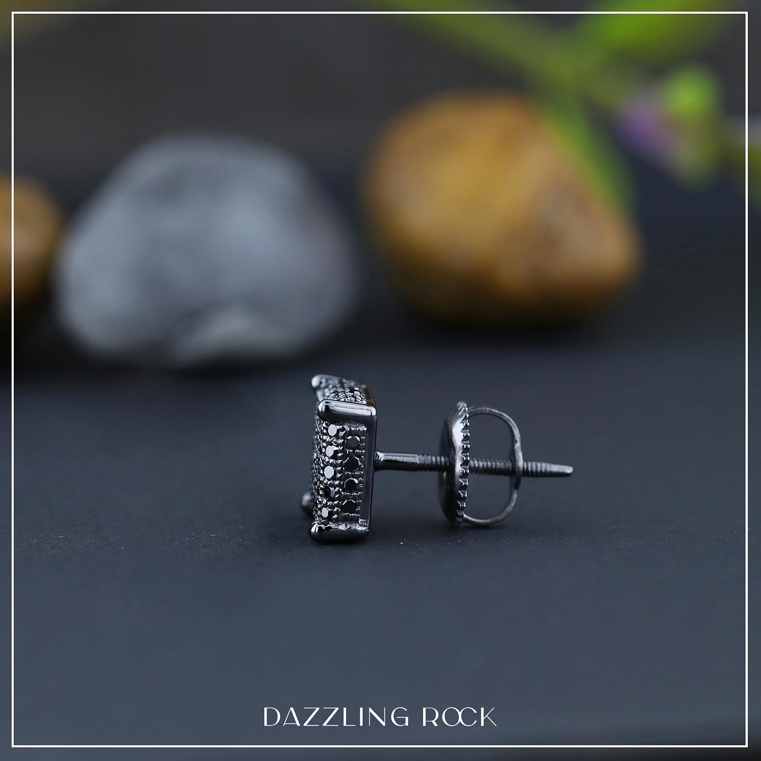 Dazzlingrock Collection 0.25 Ctw Round Black Diamond 7.4mm Hip Hop Stud (1Pc Only) in Black Plated 925 Sterling Silver, Screw Back,Unisex Design Ladies,Mens Real Diamond Earrings