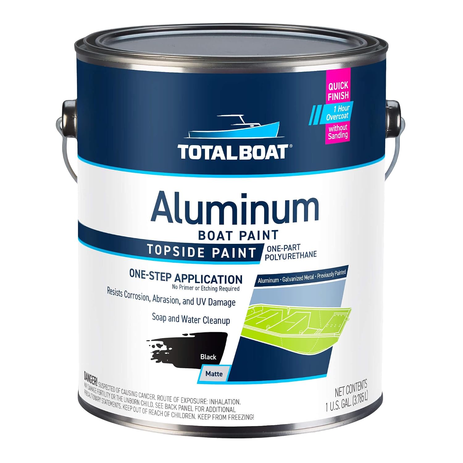 TotalBoat Aluminum Boat Paint | Durable, Fast-Drying Marine Paint for Canoes, Jon Boats, Dinghies, Pontoons, Hunting Blinds, and Trailers | Black, Gallon