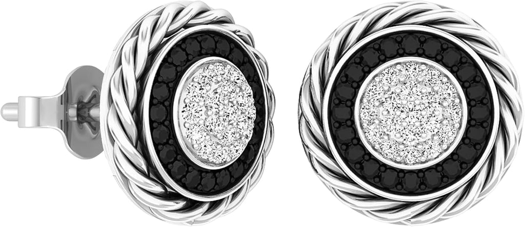 Dazzlingrock Collection 0.25 Ctw Round Black & White Natural Diamond Ladies Stud Earrings 1/4 CT, Sterling Silver