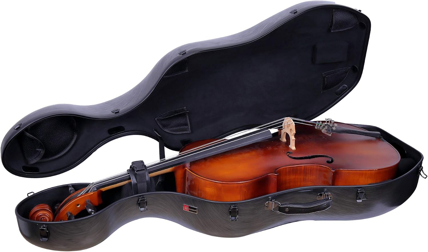 Crossrock Poly Carbon Composite Cello Case, for 3/4 Size Cello with backpack and wheels in Blue(CRF1000CETBLHT)