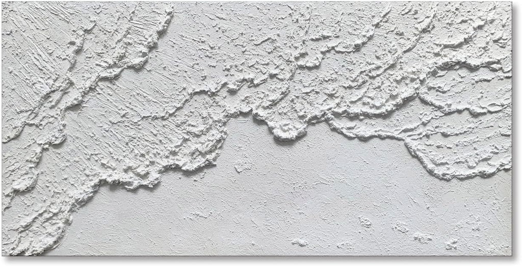 White Textured Wall Art Handmade Contemporary Modern Oil Painting On Canvas Ocean Wave Beach Abstract Painting for living Room Bedroom Decor