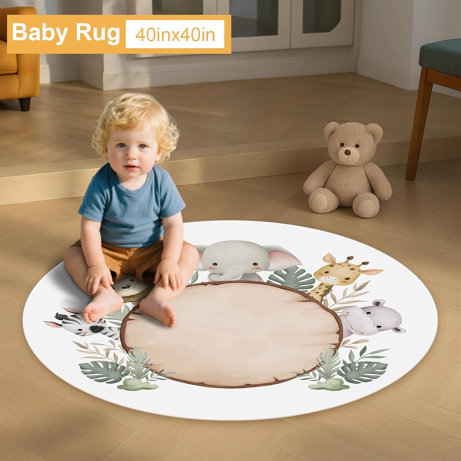 Personalized Baby Bedding Set, 5 Pcs Custom Baby Crib Sets with Name, Animal Safari Toddler Bedding Set for Baby Girls Boys, Double Layer Nursery Bedding Set, Customized Gifts for Infants Kids