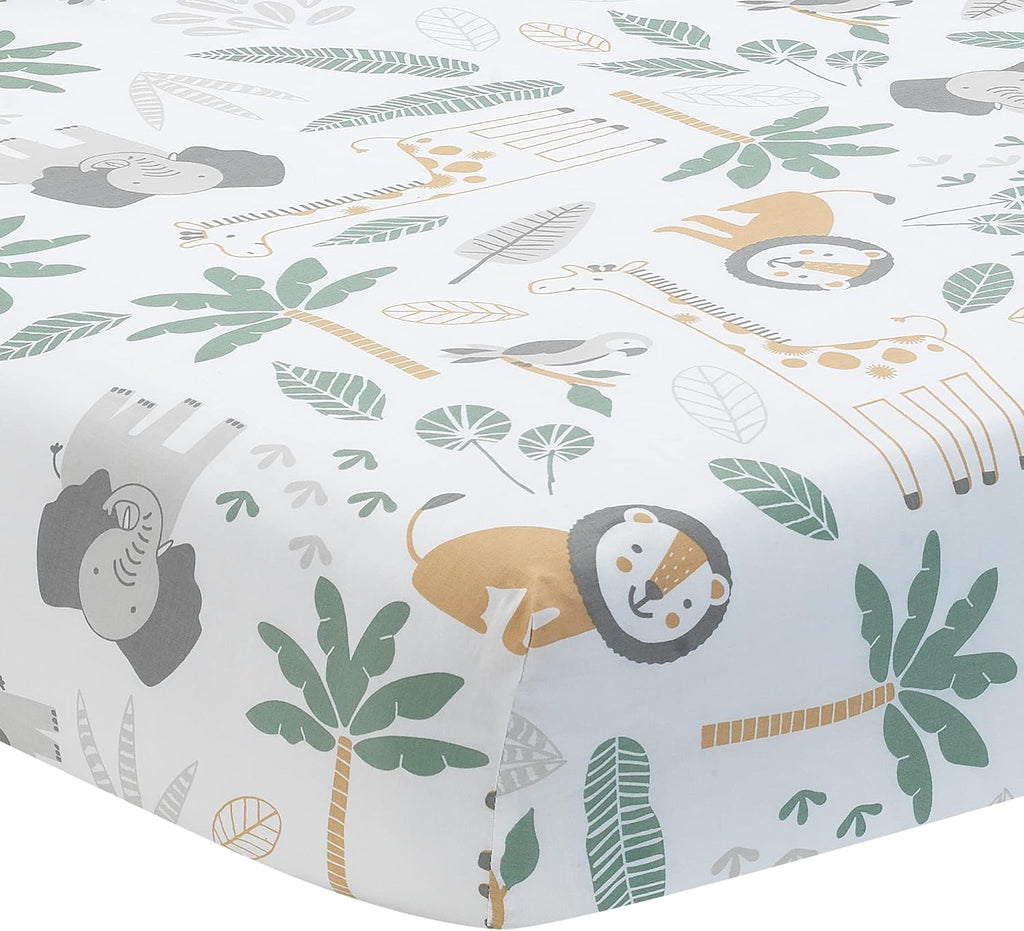 Lambs & Ivy Jungle Friends 5-Piece Safari Animals Nursery Baby Crib Bedding Set