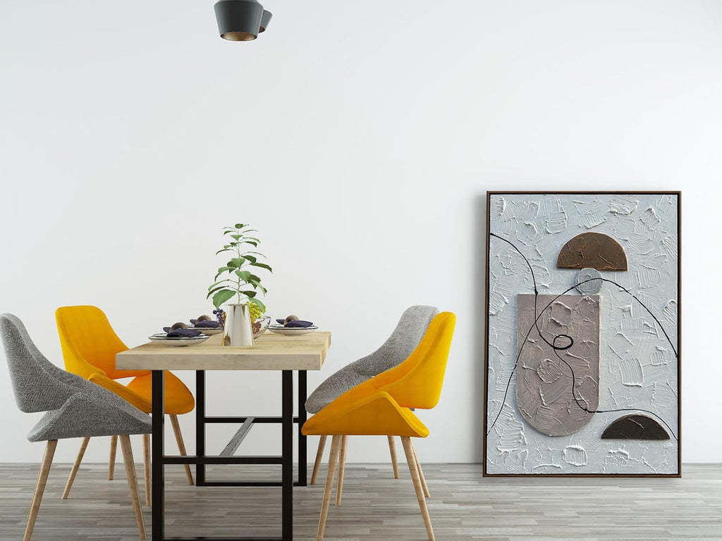 Hand Painted Modern Relief Painting, Framed Artwork, Plaster Wall Art, 3D Textured Oil Paintings on Canvas