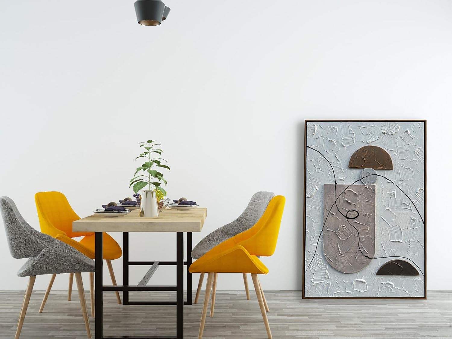 Hand Painted Modern Relief Painting, Framed Artwork, Plaster Wall Art, 3D Textured Oil Paintings on Canvas