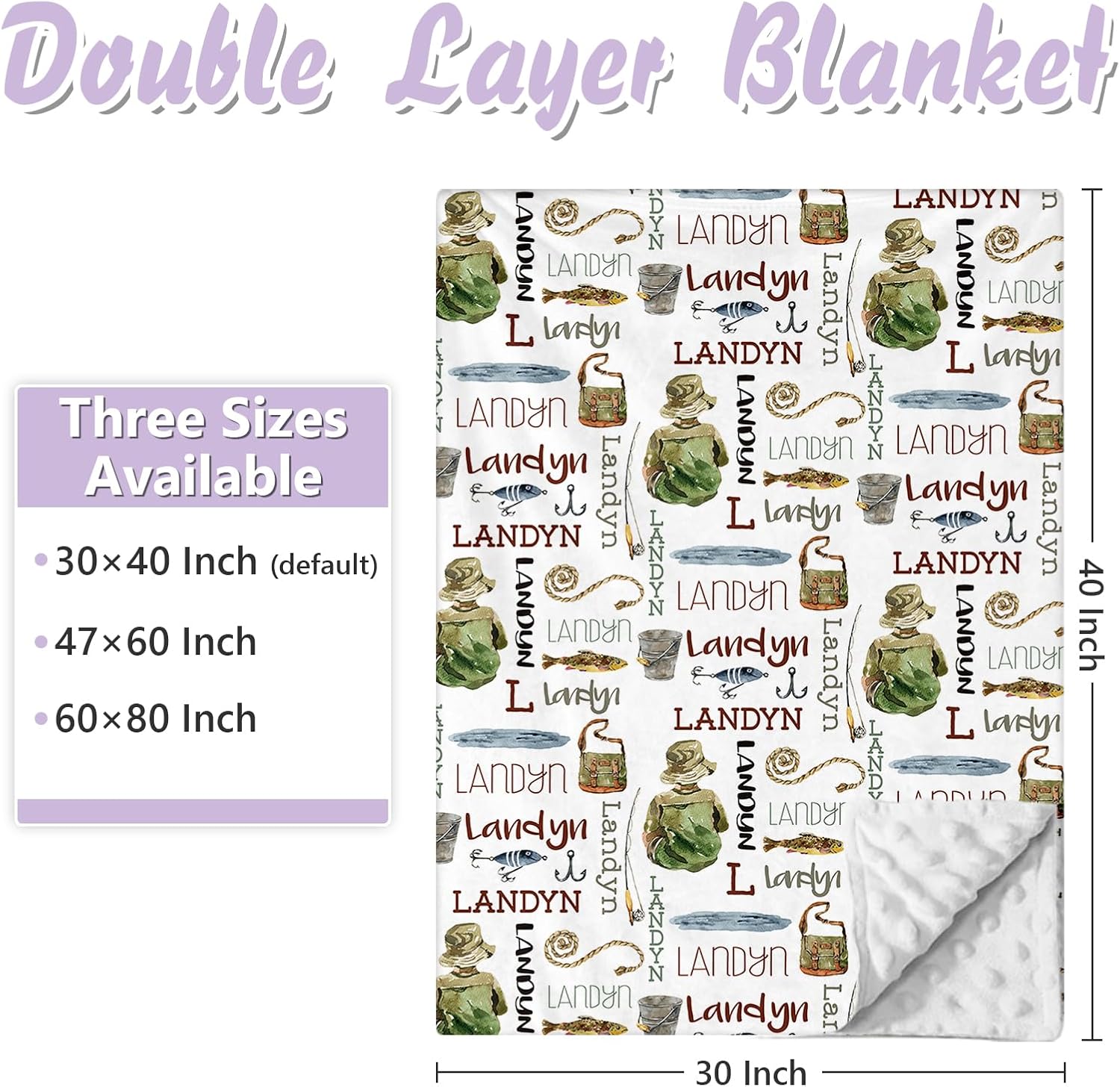 Personalized Baby Crib Bedding Set, 5 Pcs Custom Name Nursery Bedding Set for Girls Boys, Fishing Baby Crib Set for Toddlers Infants, Double Layer Bedding Crib Sets Customized Gifts