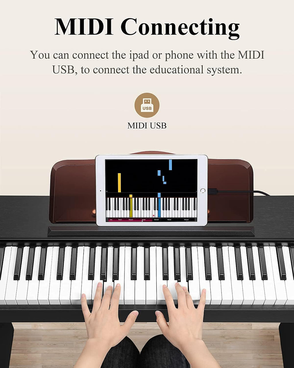 Eastar 61 Key Keyboard Piano for Beginners, Electric Piano, Classic Wooden Digital Keyboard with Sustain Pedal & Music Stand, Birthday Gifts for Girls Daughter, Supports MP3/USB/Audio/Mic/Headphones