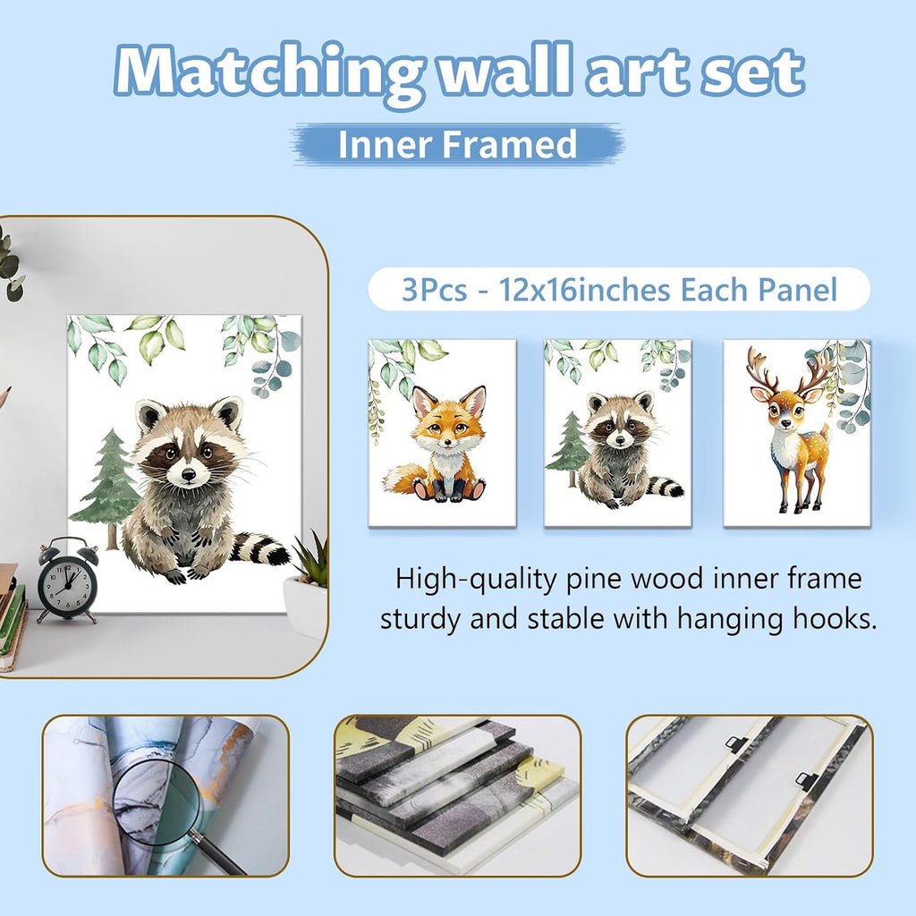 KAINSY Custom Crib Bedding Set 5 Piece for Girls Boys – Personalized Forest Animals Theme, Newborn Sleep Set, Nursery Decor, Toddler Room Essentials, Infant Sleep, Baby Room Accessories, Baby Gift