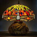 Tiffany Style Table Lamp Dragonfly, Small Stained Glass Lamp For Bedside, Bedroom, Nightstand, Living Room, 12 Inch Mini Vintage Mushroom Desk Lights Included E26 LED with Remote Control