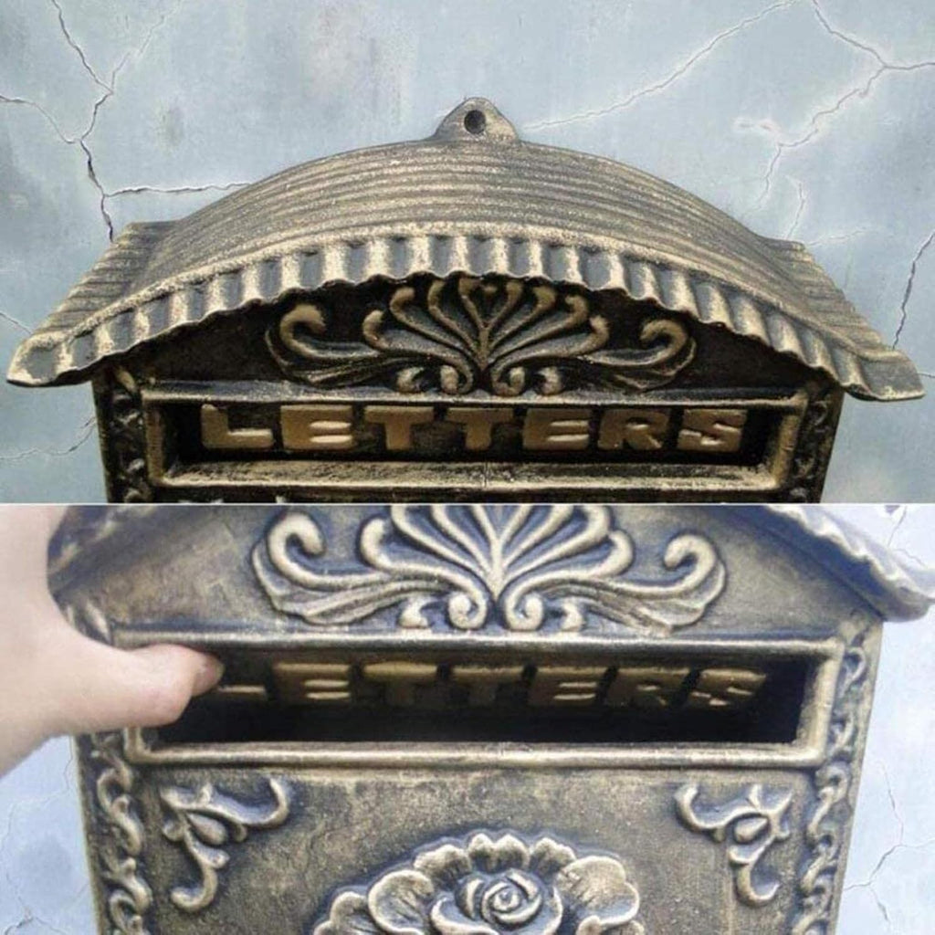 Outdoor Mailbox, Creative Wall-Mounted Creative Newspaper Box with Lock, Retro Mailbox, Rainproof Postbox