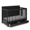Graco Hadley 5-in-1 Convertible Crib with Drawer – GREENGUARD Gold Certified, Fits Standard Crib Mattress, Converts to Toddler Bed, Daybed and Full Bed, 4 Adjustable Mattress Heights (Black)