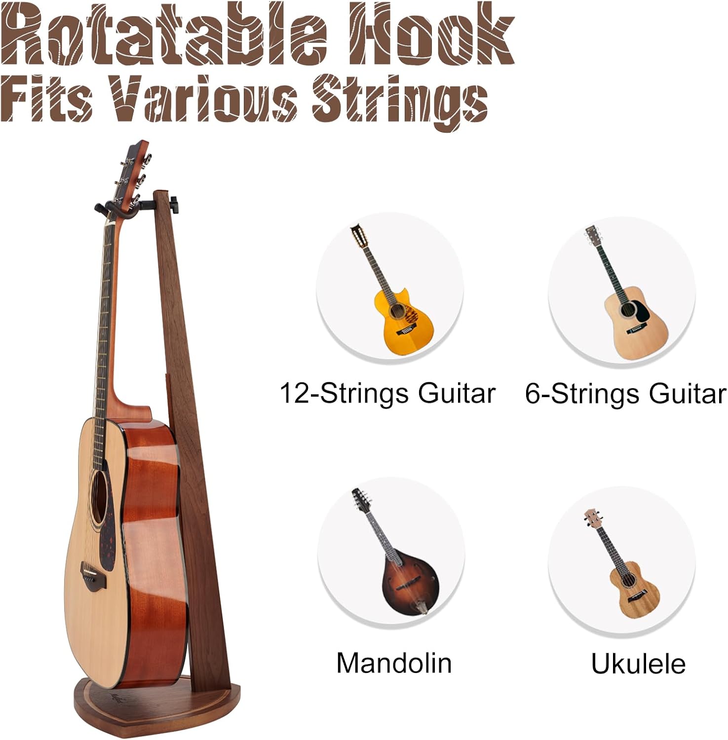 Double Guitar Stand, 2 Pack Guitar Stand for Acoustic Guitar, Dual Guitar Stand for 2 Guitars, Wooden Guitar Stand Floor for Electric Guitar, Wood Guitar Stand for Men, Guitar Accessories