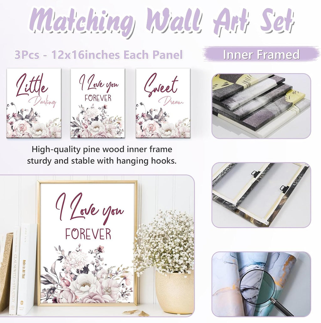 Personalized Baby Crib Bedding Set, 5 Pcs Custom Name Nursery Bedding Set for Girls Boys, Rose Baby Crib Set for Toddlers Infants, Double Layer Bedding Crib Sets Customized Gifts