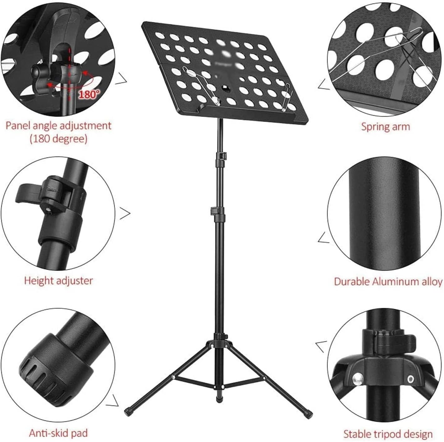 Portable Orchestral Music Stand with Lightweight, Sheet Music Stand Music Stands with Aluminum Alloy Adjustable Height, Music Holder for Violin Guitar Home Book