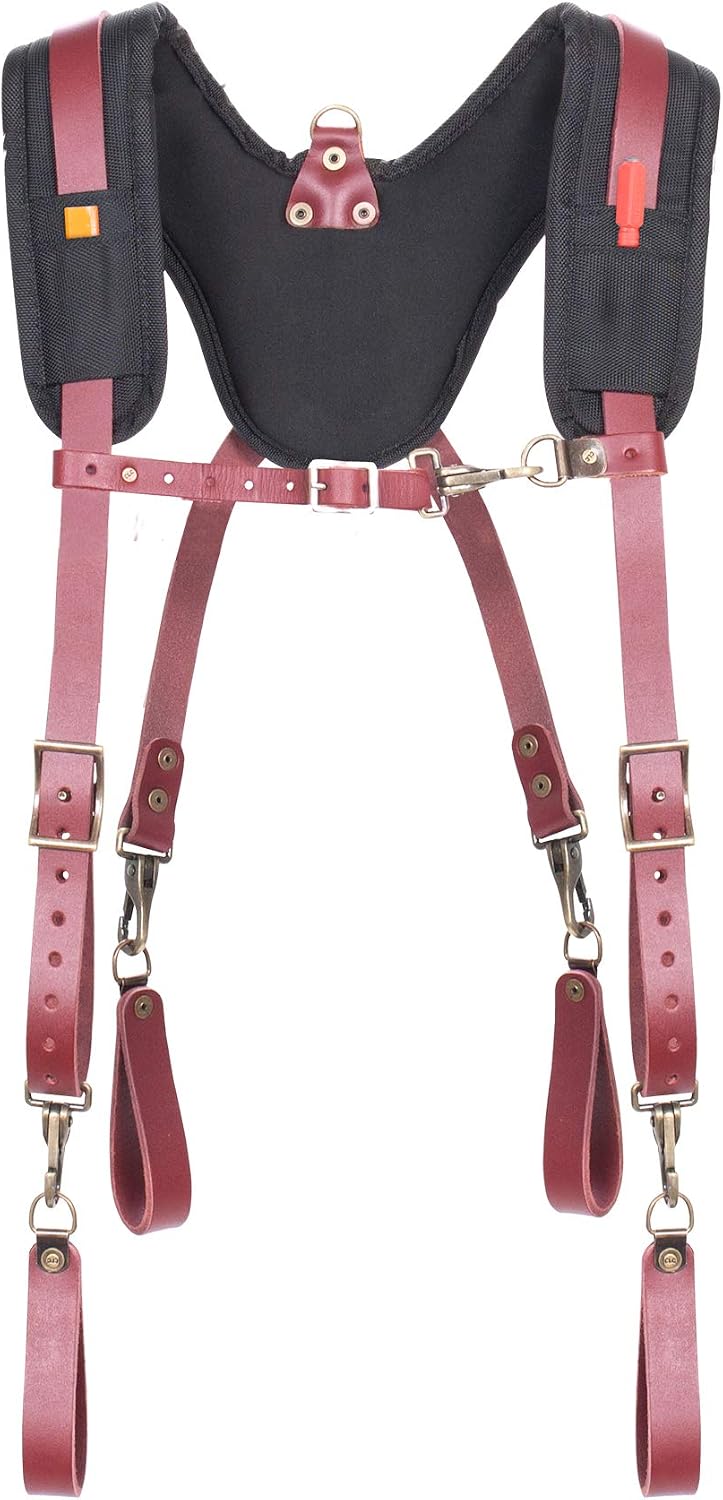 Clc Custom Leathercraft 21522 Padded Yoke Leather Suspenders, Brown