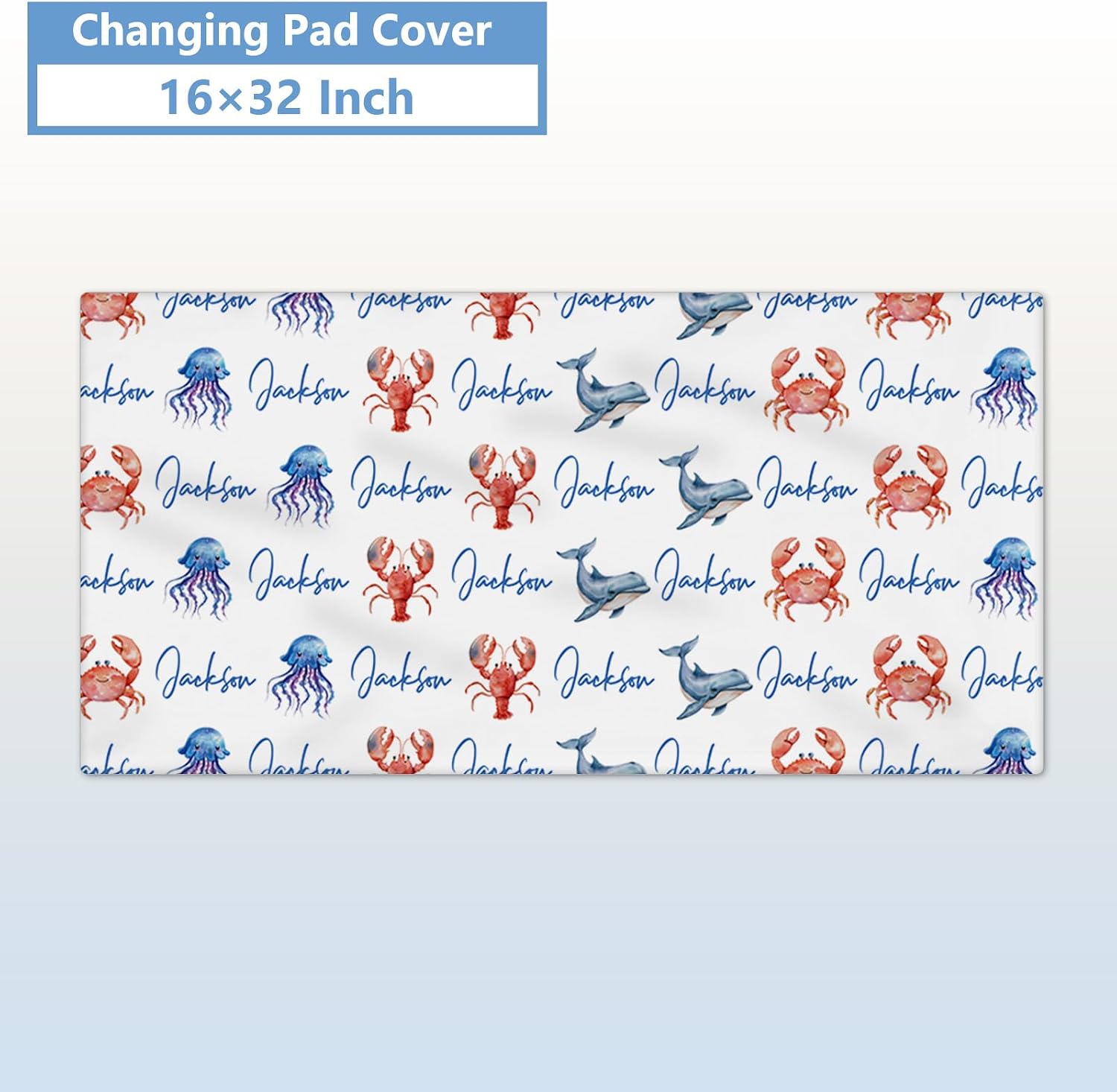 KAINSY Custom Crib Bedding Set 5 Pcs for Girls Boys – Personalized Blue Ocean Animals Theme, Newborn Sleep Set, Nursery Decor, Toddler Room Essentials, Infant Sleep, Baby Room Accessories, Baby Gift