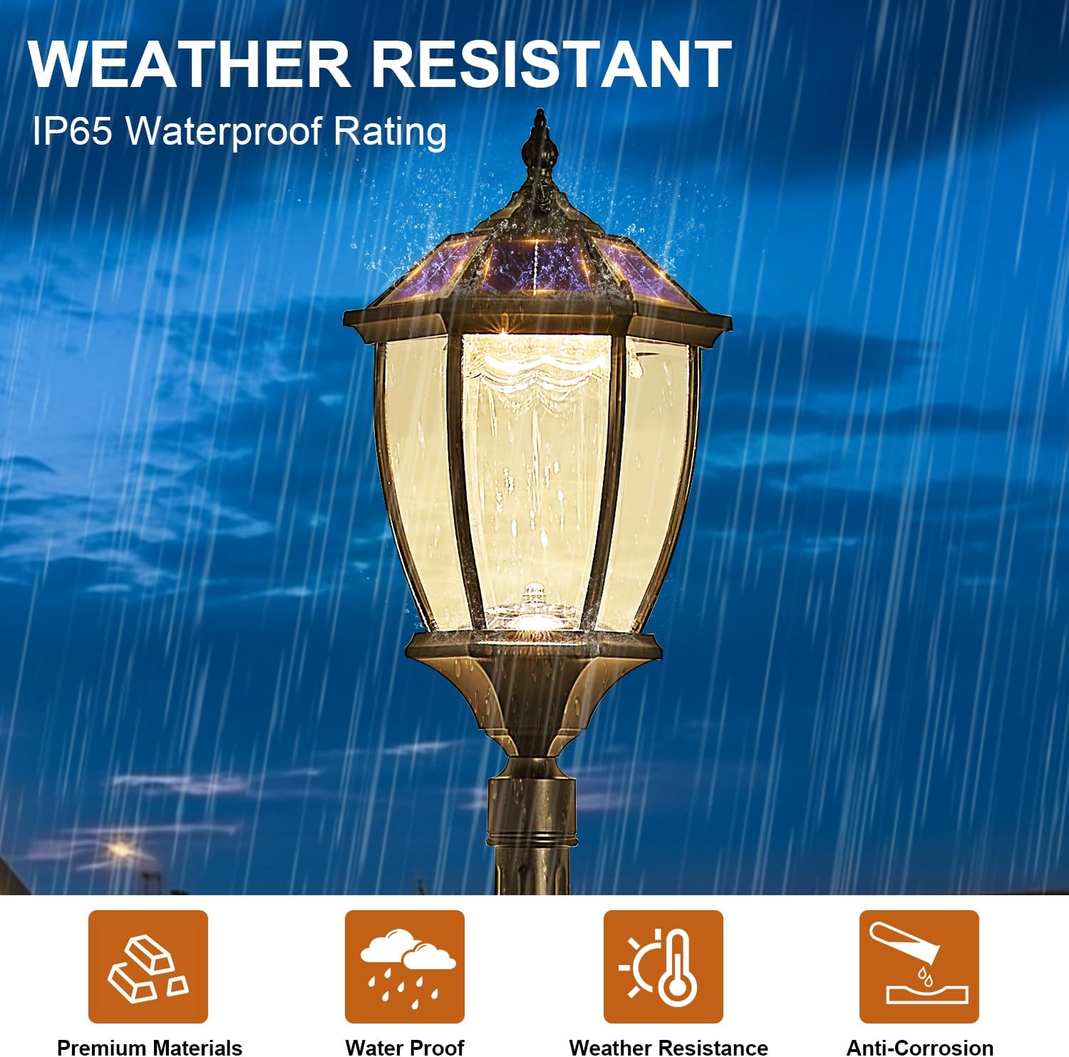 Outdoor Solar Lamp Post Lights with Waterproof, Dusk to Dawn Sensor Oil-Rubbed Black Street Lights with Toggle Switch, Aluminum Solar Powered Pole Lamps for Garden, Pathway, Driveway