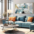 Wall Art Living Room Decorations 24'x48' Teal Wall Art Abstract Paintings Modern Framed Art Room Decor for Bedroom Kitchen Office