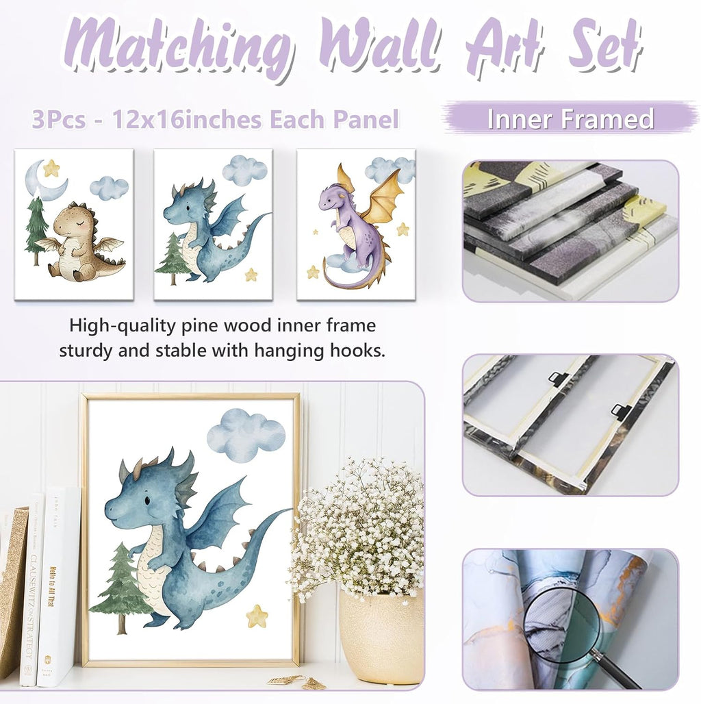 Personalized Baby Crib Bedding Set, 5 Pcs Custom Name Nursery Bedding Set for Girls Boys, Dinosaur Baby Crib Set for Toddlers Infants, Double Layer Bedding Crib Sets Customized Gifts