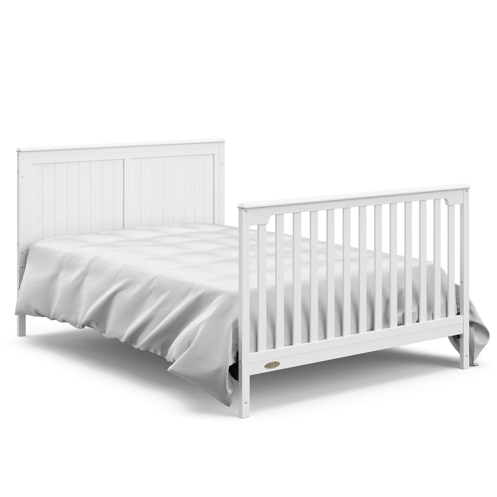 Graco Hadley 5-in-1 Convertible Crib with Drawer – GREENGUARD Gold Certified, Fits Standard Crib Mattress, Converts to Toddler Bed, Daybed and Full Bed, 4 Adjustable Mattress Heights (White)