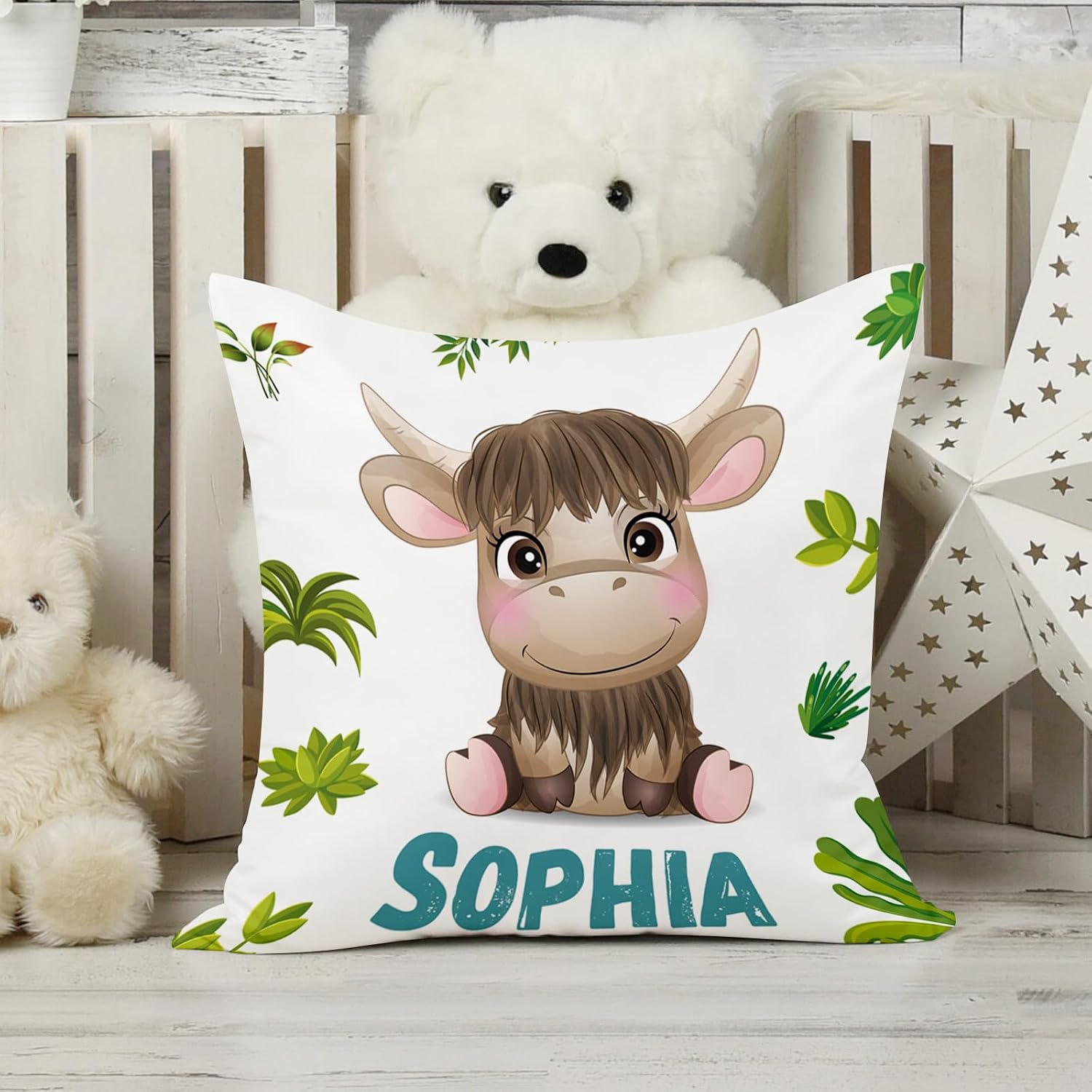 Custom Baby Crib Bedding Set - 5 Piece Nursery Crib Set Woodland Animals Design - Personalized Name Blanket with Dotted Backing, Crib Sheet, Changing Pad Cover, Pillow Cover, Rug for Newborns Color04