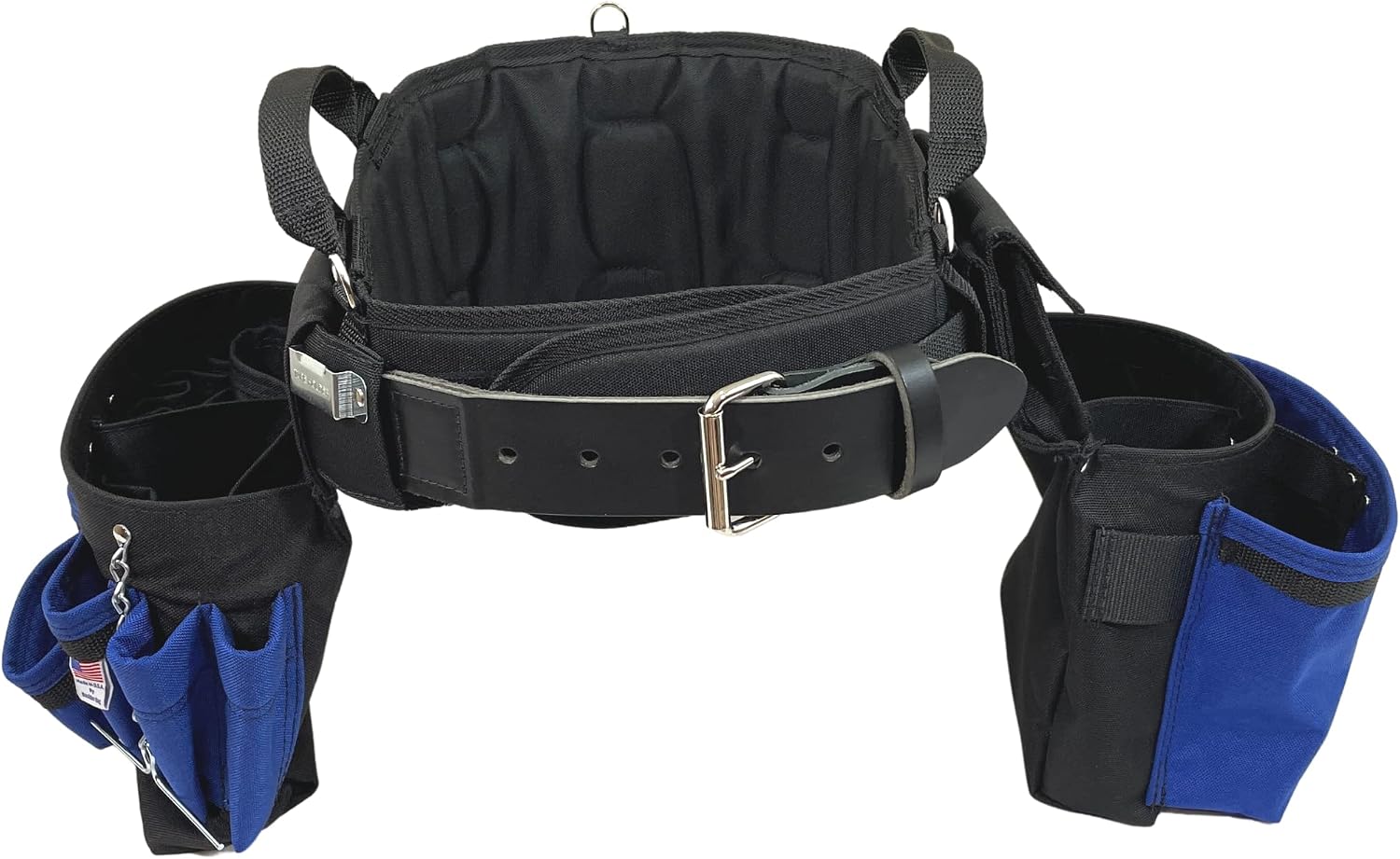 BOULDER BAG Ultimate Electrician's MAX Combo with Comfort Back Support Tool Belt, Leather Belt Buckle, Heavy Duty Work Belt, Blue, (Small 24-27 Inch Waist), Tool Belt Made in USA