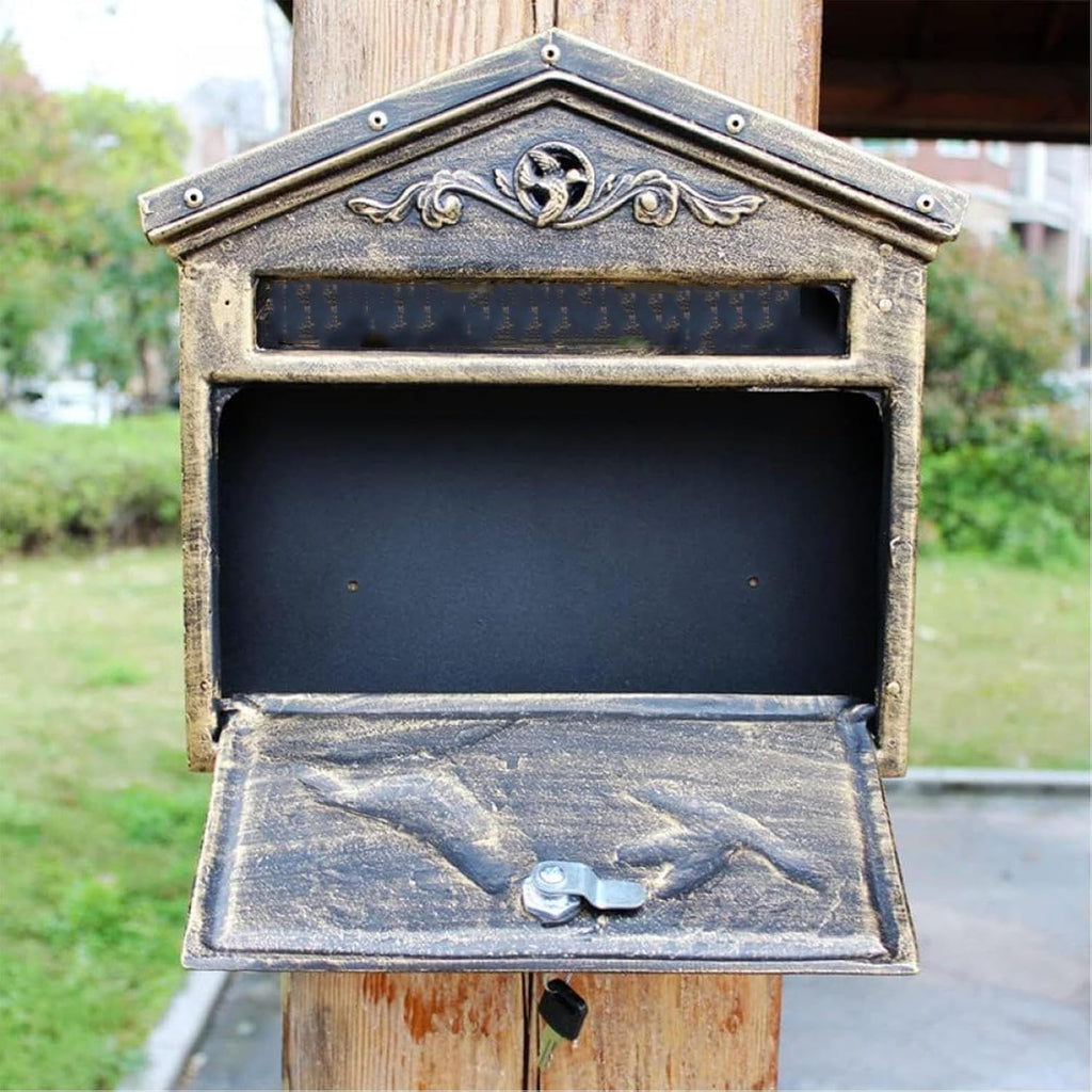 Wall Mount Mailboxes, Retro Mail Box Home with Lock, Cast Aluminum + Galvanized Steel and Aluminum Stamping Process for Old Courtyard Villa