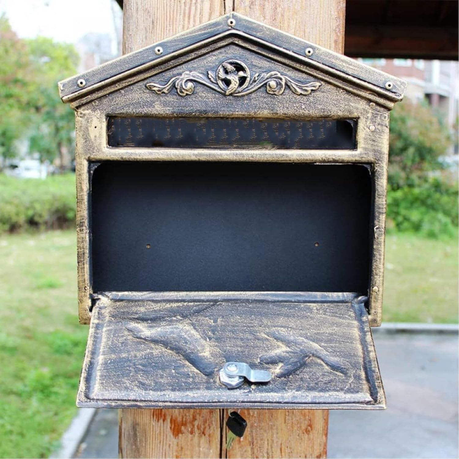 Wall Mount Mailboxes, Retro Mail Box Home with Lock, Cast Aluminum + Galvanized Steel and Aluminum Stamping Process for Old Courtyard Villa