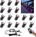 Wi-Fi Smart LED Outdoor Deck Lights, RGB Φ1.18in Low Voltage 12V DC IP67 Waterproof, Timer Voice Music Color Changing, Compatible with Aleax Google Assistant, Stair Step Lighting 16 Pack Black