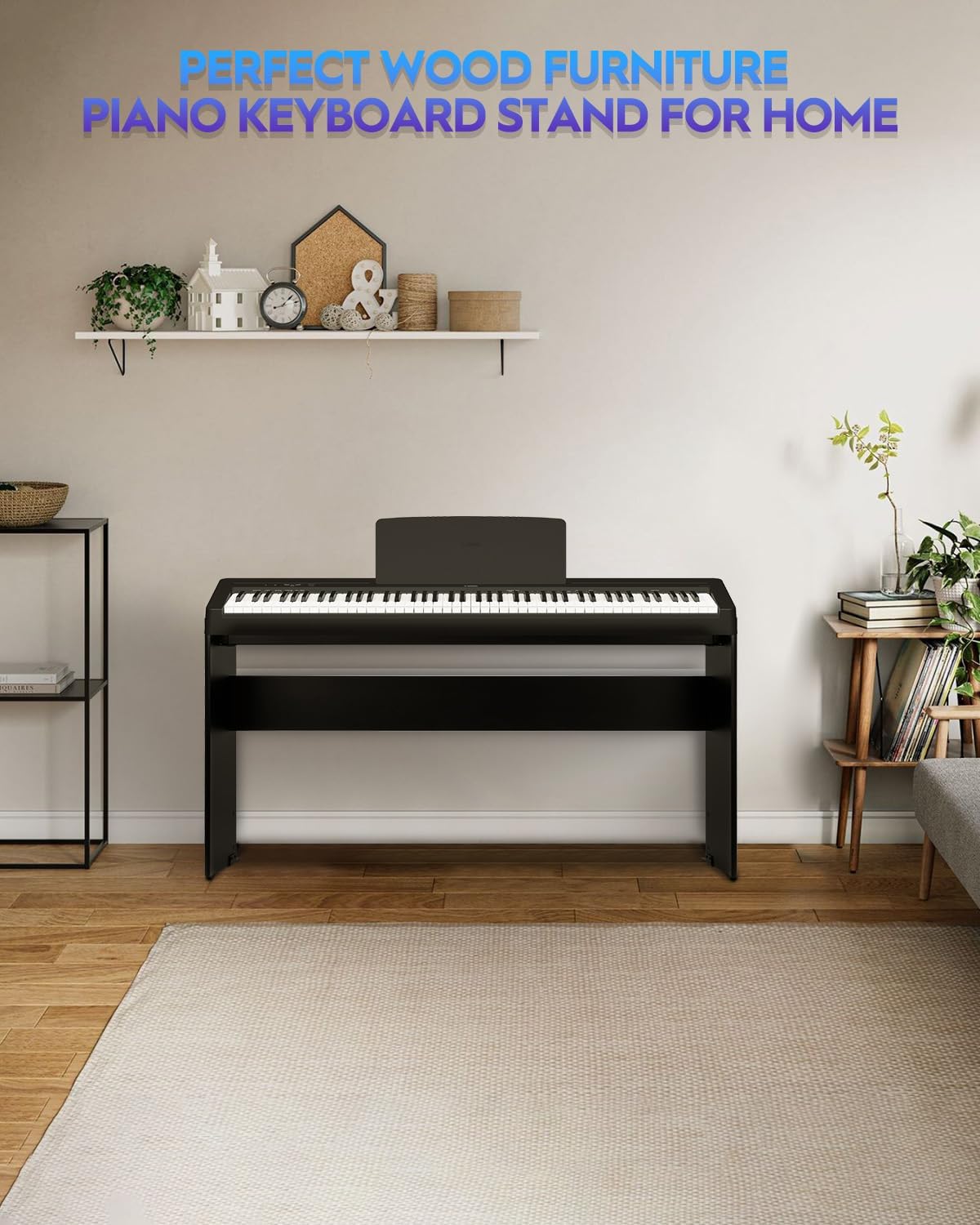 STRICH SKT-L200 88 Keys Digital Piano Keyboard Stand, Wooden Furniture Stand Heavy Duty, Compatible for YAMAHA P225B/P143/ P145/P223 (Classic Black)