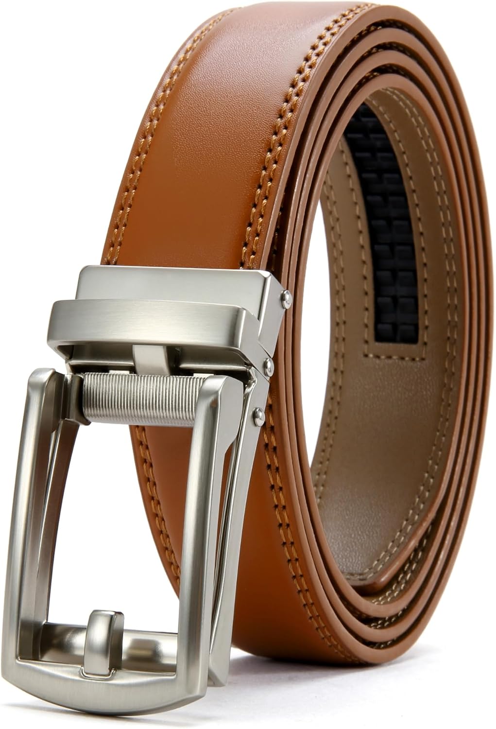 Comfort Click Ratchet 1 1/4' Genuine Leather Dress Belt Men Perfect Shoes Executive.