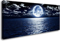 Cao Gen Decor Art S06998 Wall Art Canvas Prints Moon Sea Ocean Landscape 1 Panels Full Moon in Cloud Pictures Paintings Stretched and Framed for Living Room Bedroom Kicthen Office Artwork