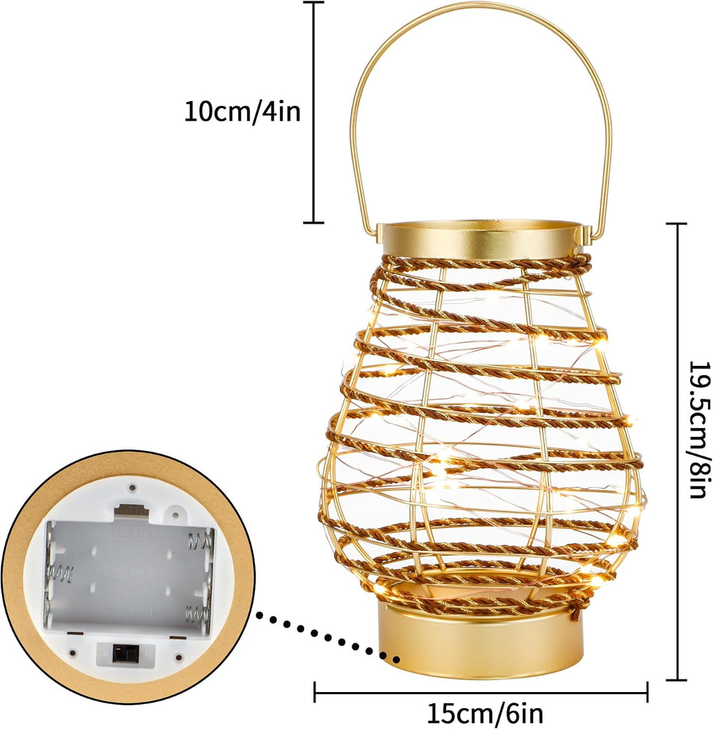 Set of 12 Metal Cordless Table Lamp 8 'H Metal Cage LED Cage Lamp with 6-Hour Timer, Vintage Decorative Fairy Lights Lantern for Indoor/Outdoor Bedrooms Weddings Parties Patio Events