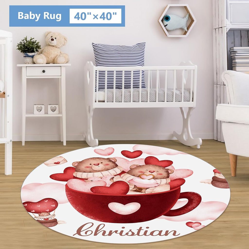 KAINSY Custom Crib Bedding Set 5 Piece for Girls Boys – Personalized Heart Bear Theme, Newborn Sleep Set, Nursery Decor, Toddler Room Essentials, Infant Sleep, Baby Room Accessories, Baby Gift